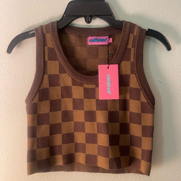NWT Edikted Checkered Crop Top - Picture 2 of 4